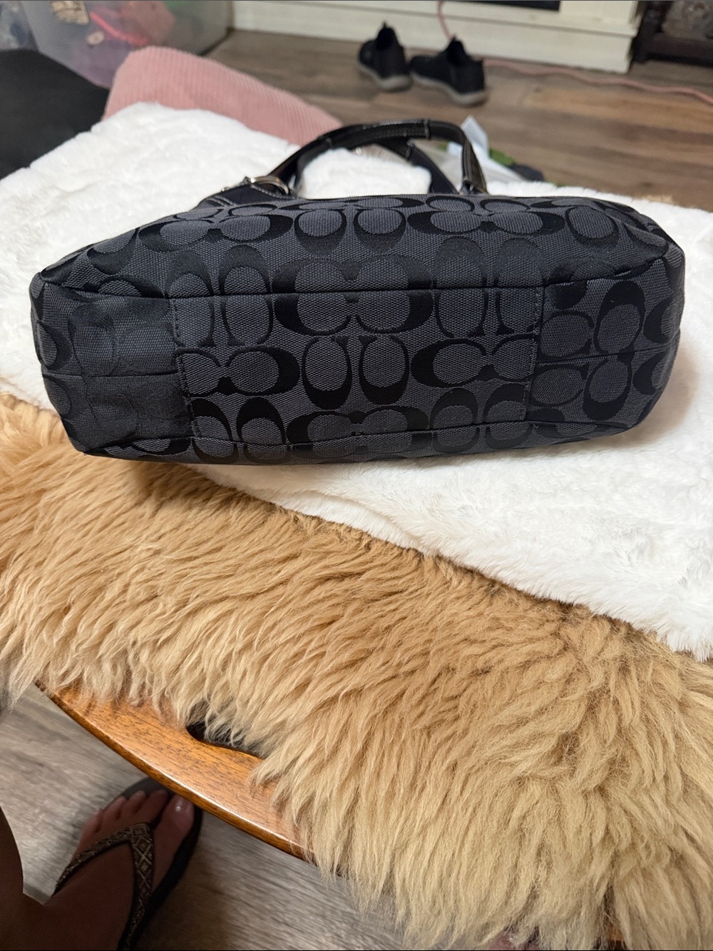 Y2K Vtg Coach Black Signature Soho Hobo Canvas and Leather - Picture 4 of 11
